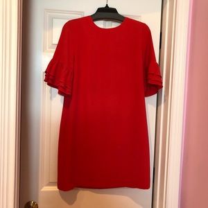 NWT. Red ruffled sleeved dress